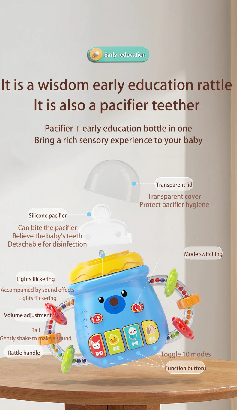 Baby Musical Feeding Bottle Pacifier Rattle Toy