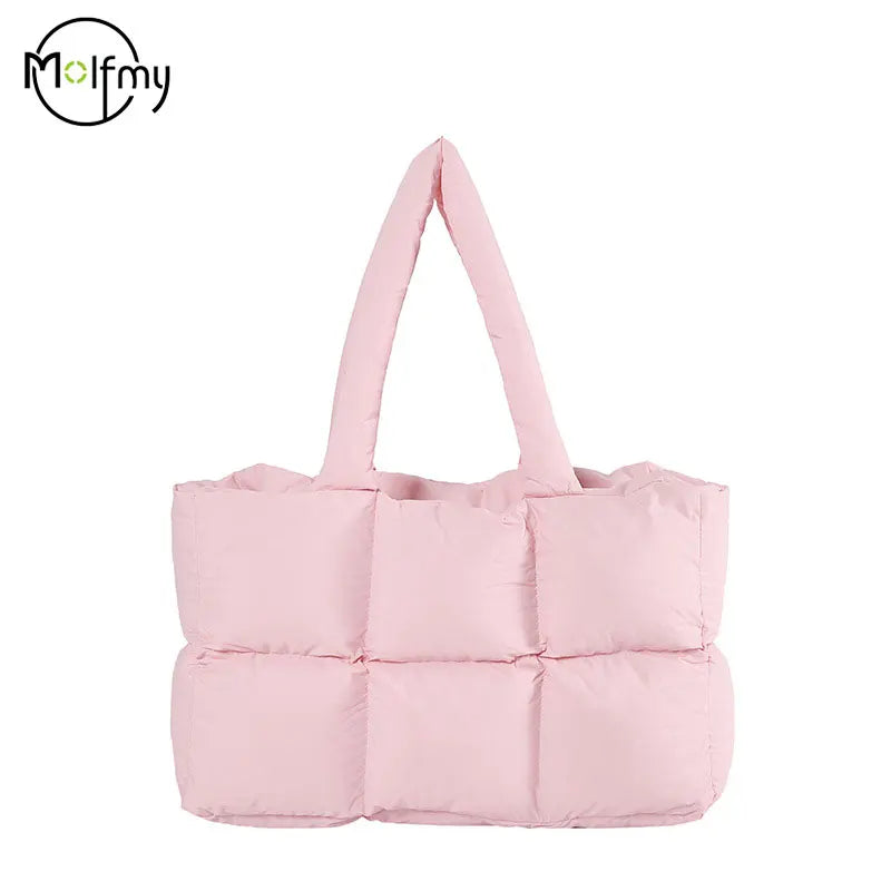 Quilted Plaid Tote Shoulder Bag