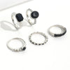 Vintage Black Crystal Ring Set