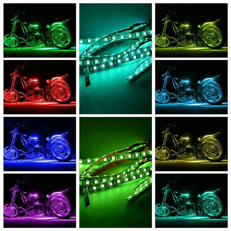 RGB Motorcycle Under-Glow LED Light Kit with Remote