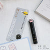 A pair of black portable scissors with a cat paw design is shown next to product information and a white background.