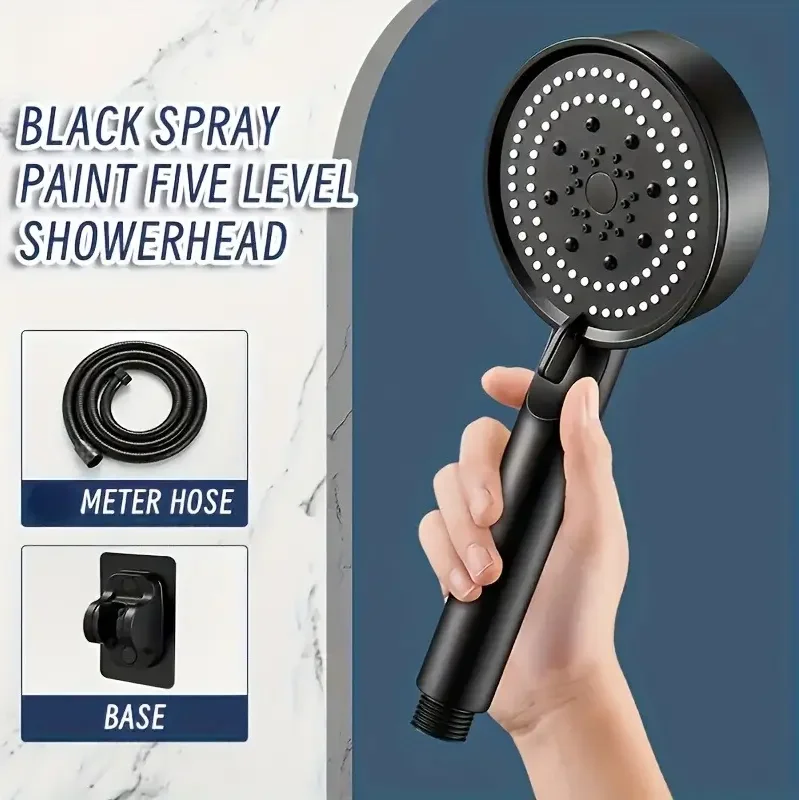High-Pressure Shower Head Set with Hose and Wall Mount
