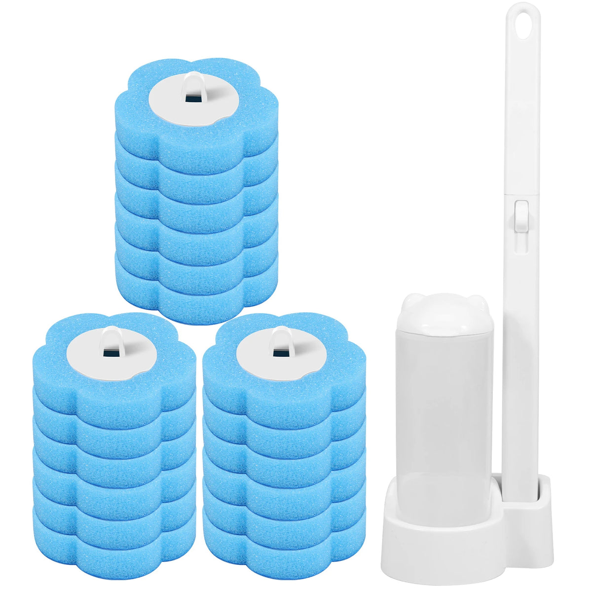 Disposable Toilet Brush Set with Self-Opening Holder