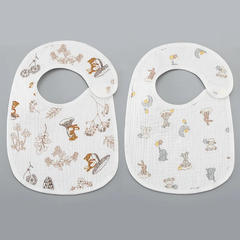 Soft Cotton Baby Bibs with Waterproof Backing – Set of 2