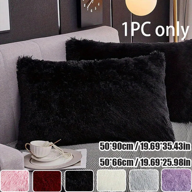 Plush Faux Fur Pillowcase with Hidden Zipper