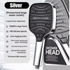 Silver pressurized large water outlet shower head with silicone spouts and floating linkage buttons