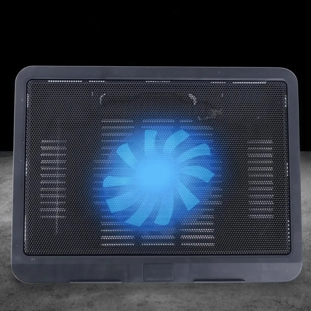 Adjustable RGB Laptop Cooling Pad with Dual Fans and Phone Holder