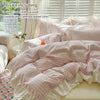 Pink Checkered Lace Duvet Cover Set (3 Pieces)
