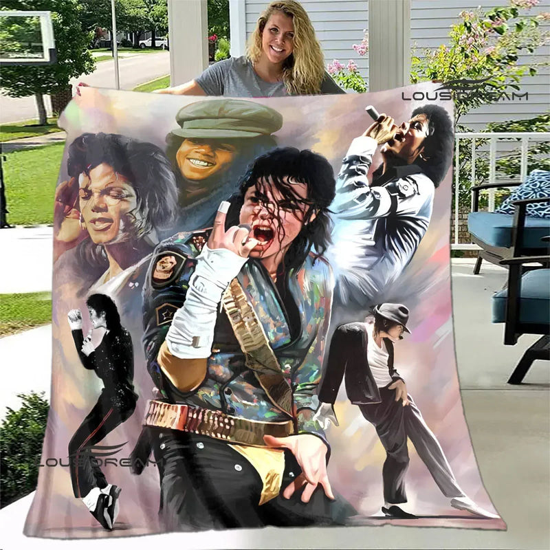 Michael Jackson Retro Print Coral Fleece Decke