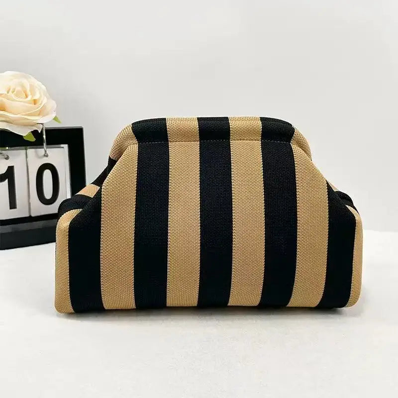 Striped Knit Tote Bag - Casual & Spacious Handbag