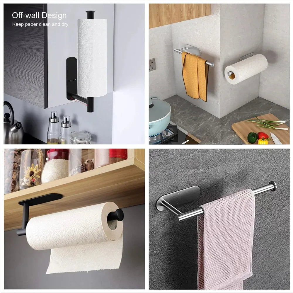 Stainless Steel Adhesive Paper Towel Holder for Kitchen & Bathroom