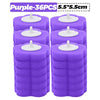 Purple disposable toilet brush replacement heads in a 36-piece set, measuring 5.5x5.5 cm.