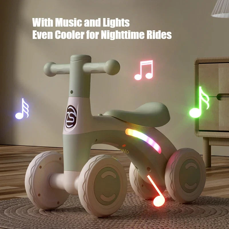 4-Wheel Baby Balance Bike with Silent Wheels