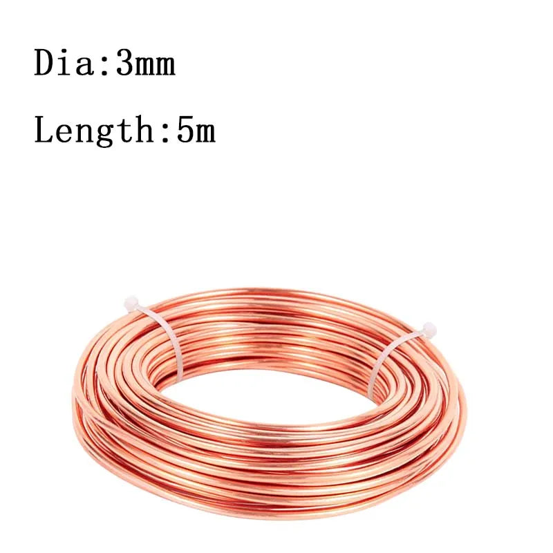 A coil of rose gold-colored enameled copper wire with a diameter of 3mm and a length of 5 meters.