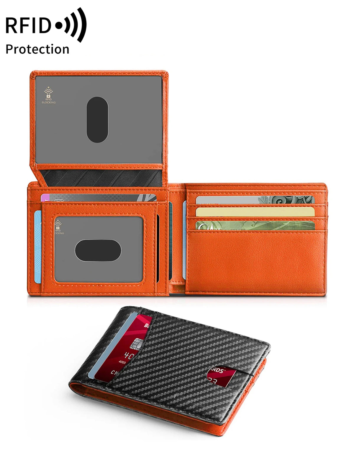 Slim Carbon Fiber Trifold Wallet with RFID Protection