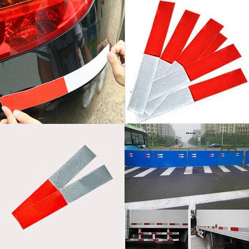 Red and White Reflective Safety Tape for Vehicles and Trailers (10-Pack)