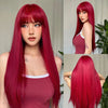 Rose Gold Layered Straight Wig with Bangs