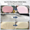 Comparison of a car scratch remover tool used to clean electric vehicle stains on various paint surfaces.