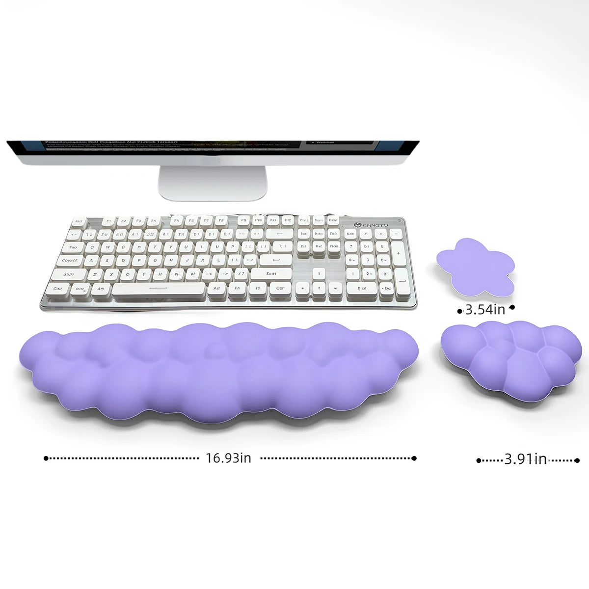 Cloud Wrist Rest Set with Floral Coaster and Non-Slip Base