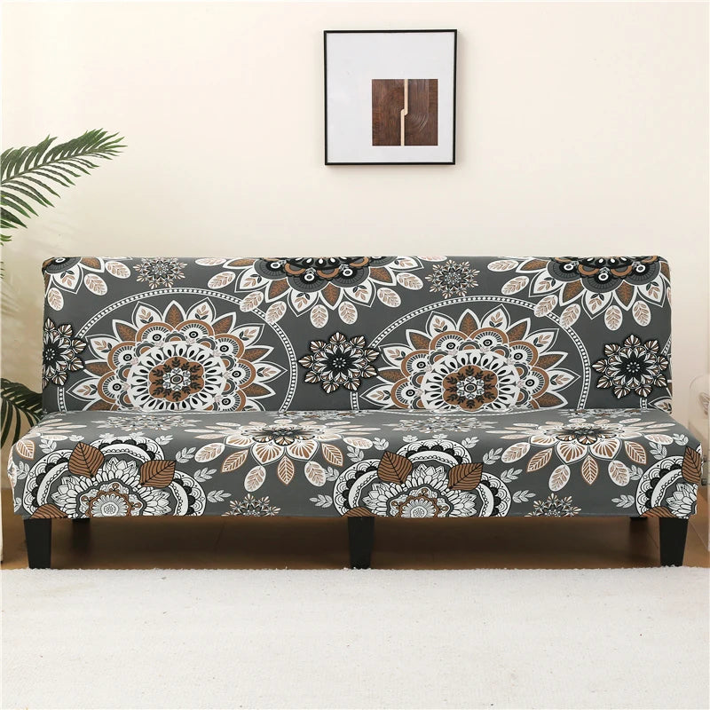 Stretchable Sofa Cover with Geometric Pattern for Futon Seats