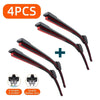 Set of two black rubber windshield wiper blades for an all-weather vehicle.