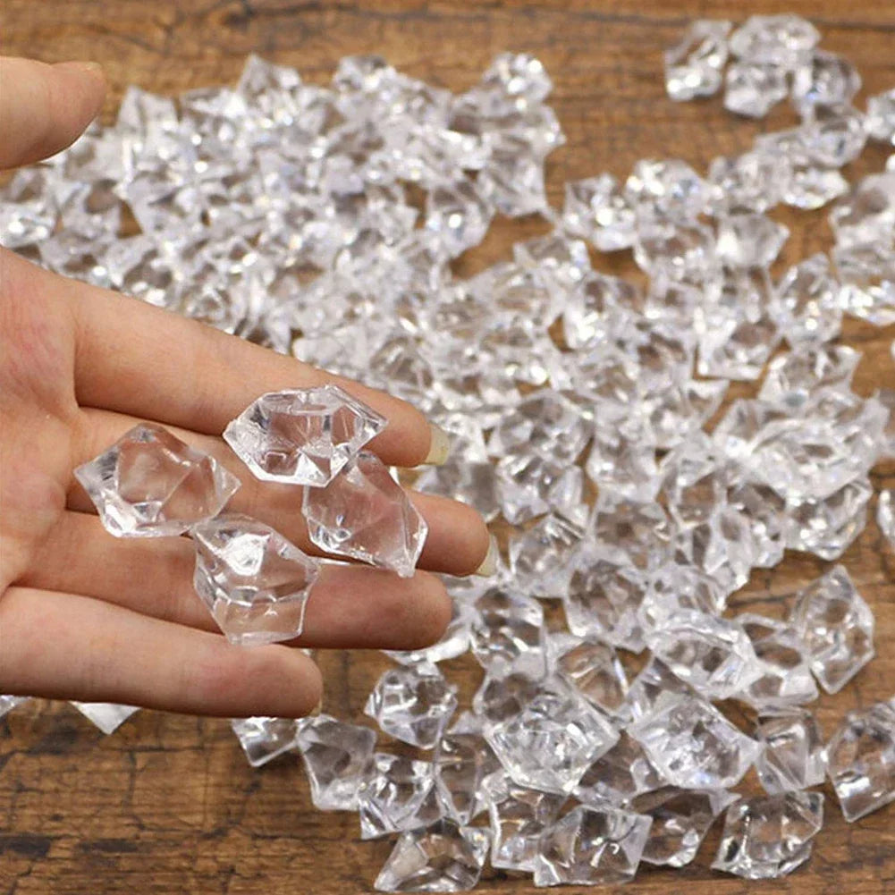 Crystal Clear Acrylic Crushed Ice Stones for Vases & Decor (100-Pack)