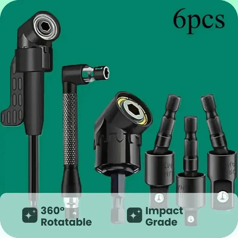 Right-Angle Drill Bit Adapter Set with Universal Sockets
