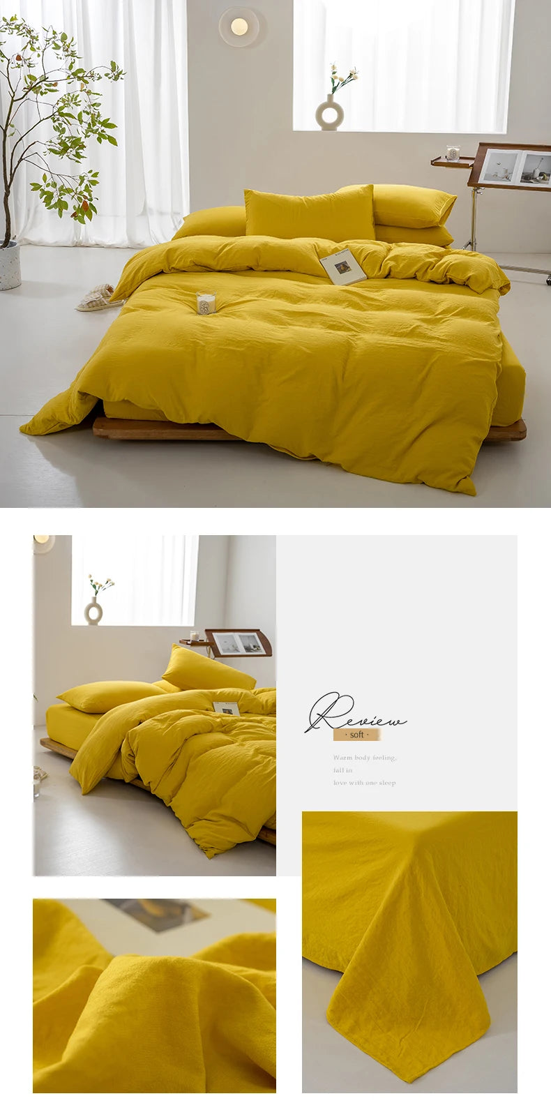 Washed Cotton Duvet Cover – Minimalist Solid Color Bedding