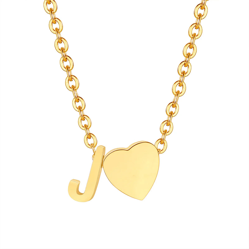 Dainty Heart Initial Necklace