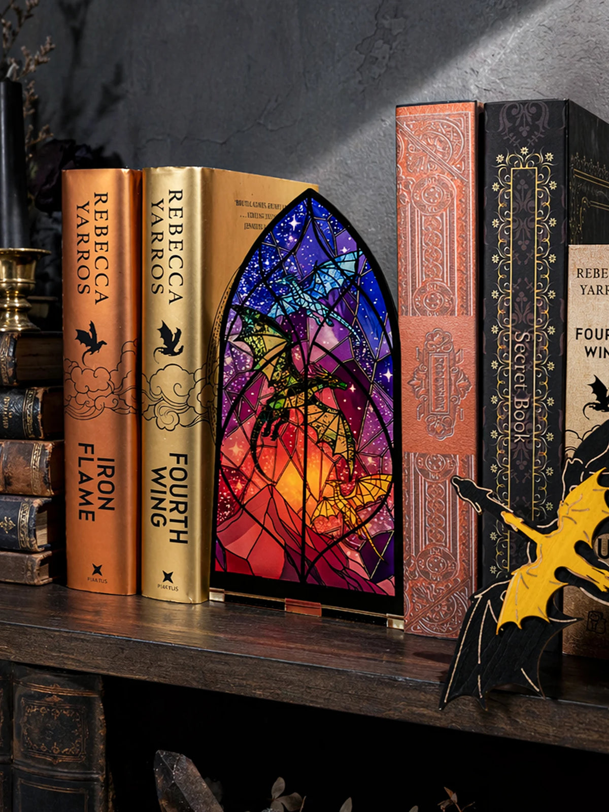 Acrylic Rose Gothic Arch Bookend for Bookshelf Decor