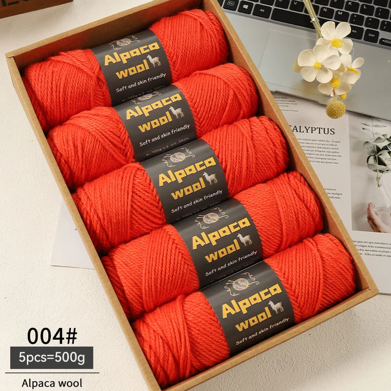 Chunky Alpaca Wool Knitting Yarn – 500g Multi-Color Set for Cozy Winter Projects