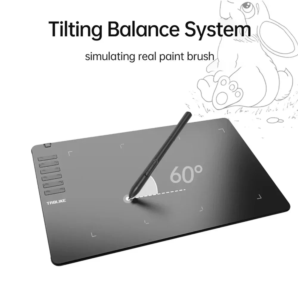 Ultra-Thin Graphics Drawing Tablet with Battery-Free Stylus