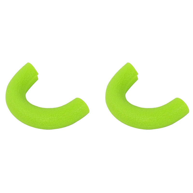A pair of bright lime green TPE front bumper tow hook covers for a Ford F-150.