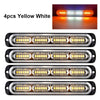 Four yellow white LED light bars for warning or strobe applications