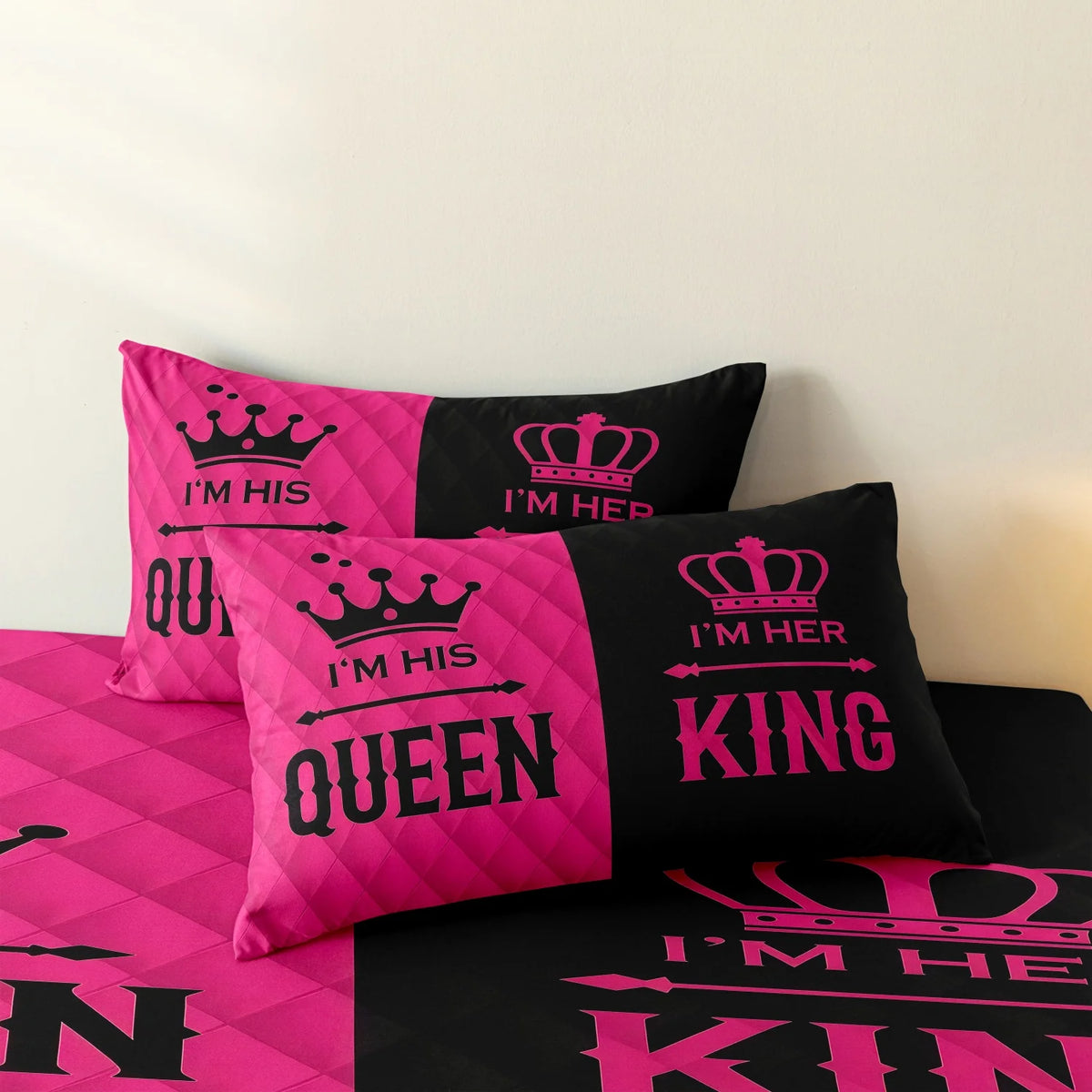 King & Queen Crown Print Duvet Cover Set