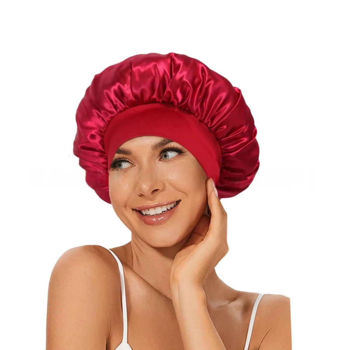 Elastic Wide-Band Satin Bonnet for Hair Care