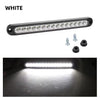 White 15-LED multi-function brake and signal light bar for vehicles.