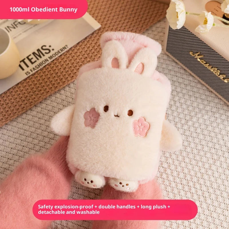 Adorable Plush Hot Water Bottle with Cozy Animal Cover