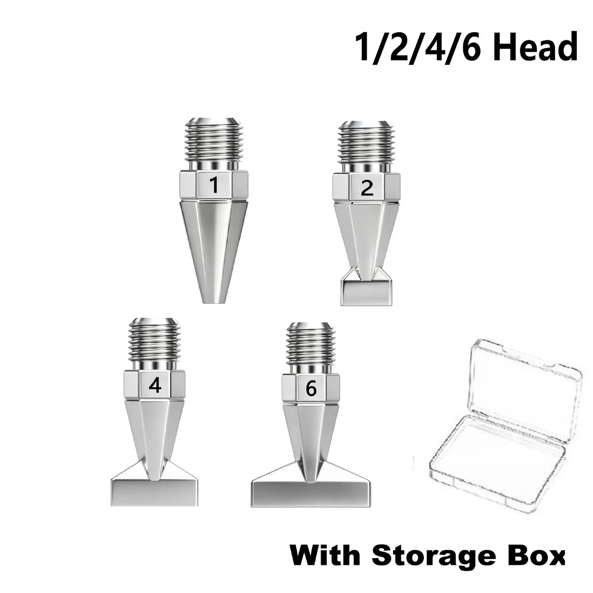 Stainless steel diamond painting pen tip set with screw-on handles including numbered tips and a storage box