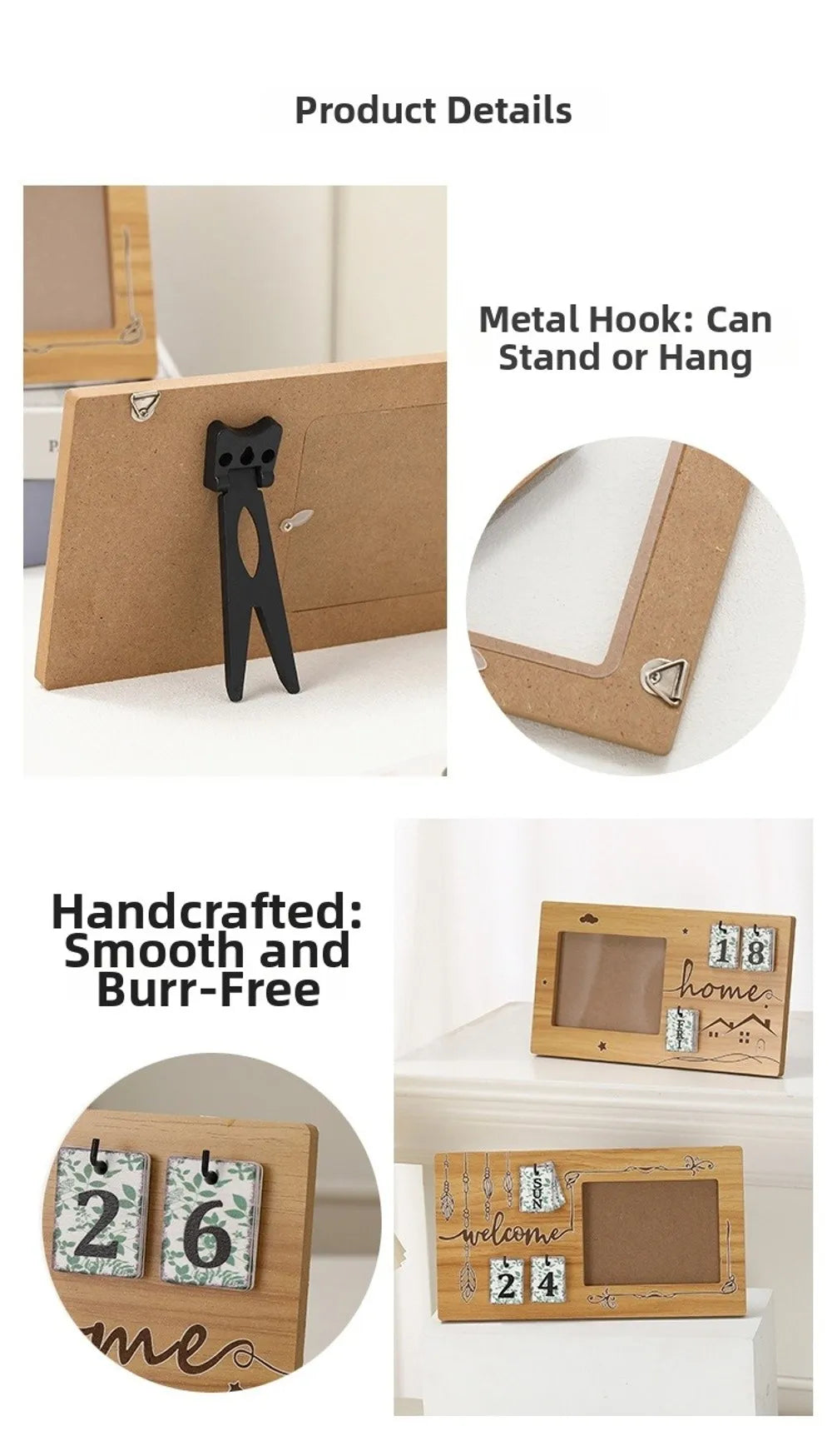 Wooden Pregnancy Countdown Picture Frame with Ultrasound Slot