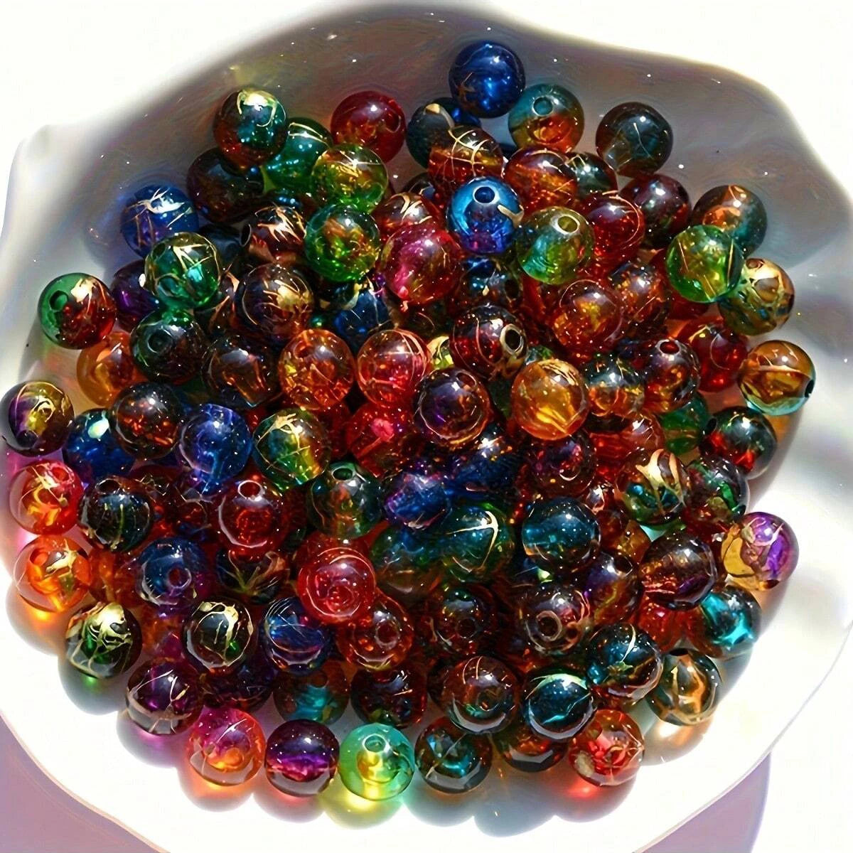 8mm Stripe Round Acrylic Beads for Jewelry Making (300-Piece Set)