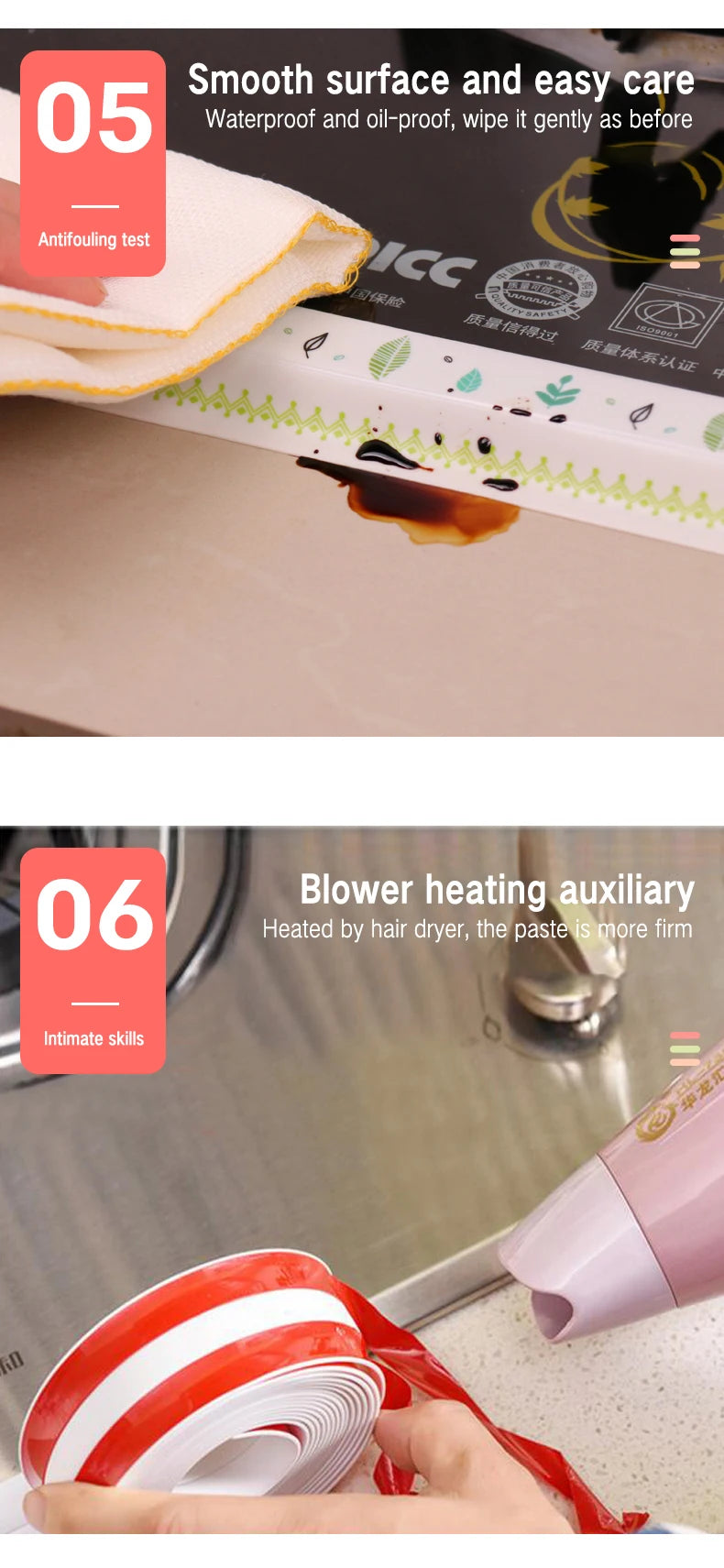Self-Adhesive Waterproof Sealing Tape for Bathroom & Kitchen Edges