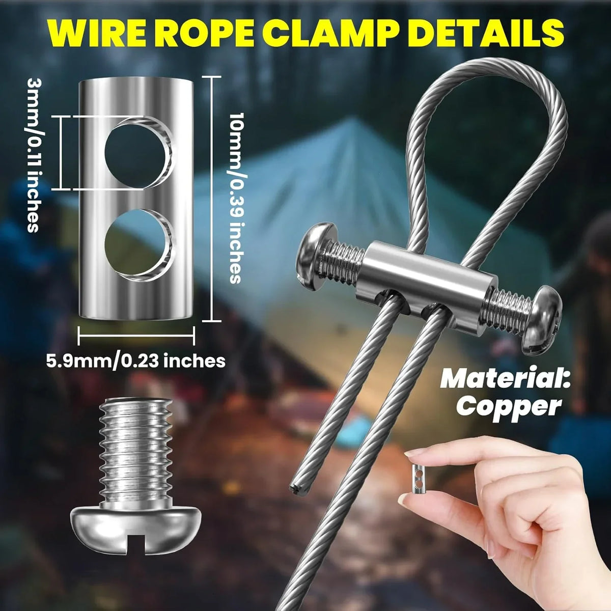 Copper Wire Rope Cable Clamps for 1.5-2.5mm Cables