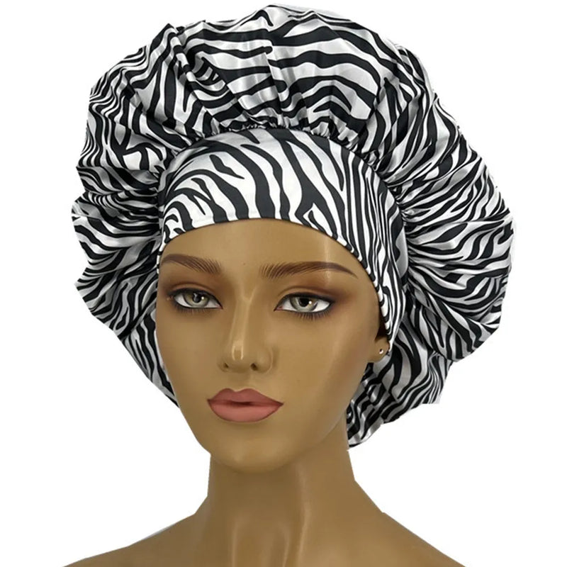 Leopard Print Satin Sleep Bonnet