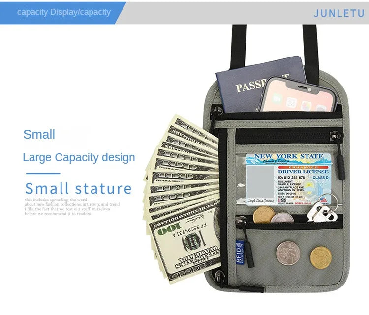RFID Blocking Neck Wallet for Travel
