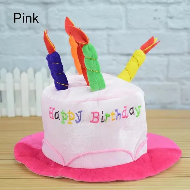 Novelty Birthday Cake Hat with Candle Accent