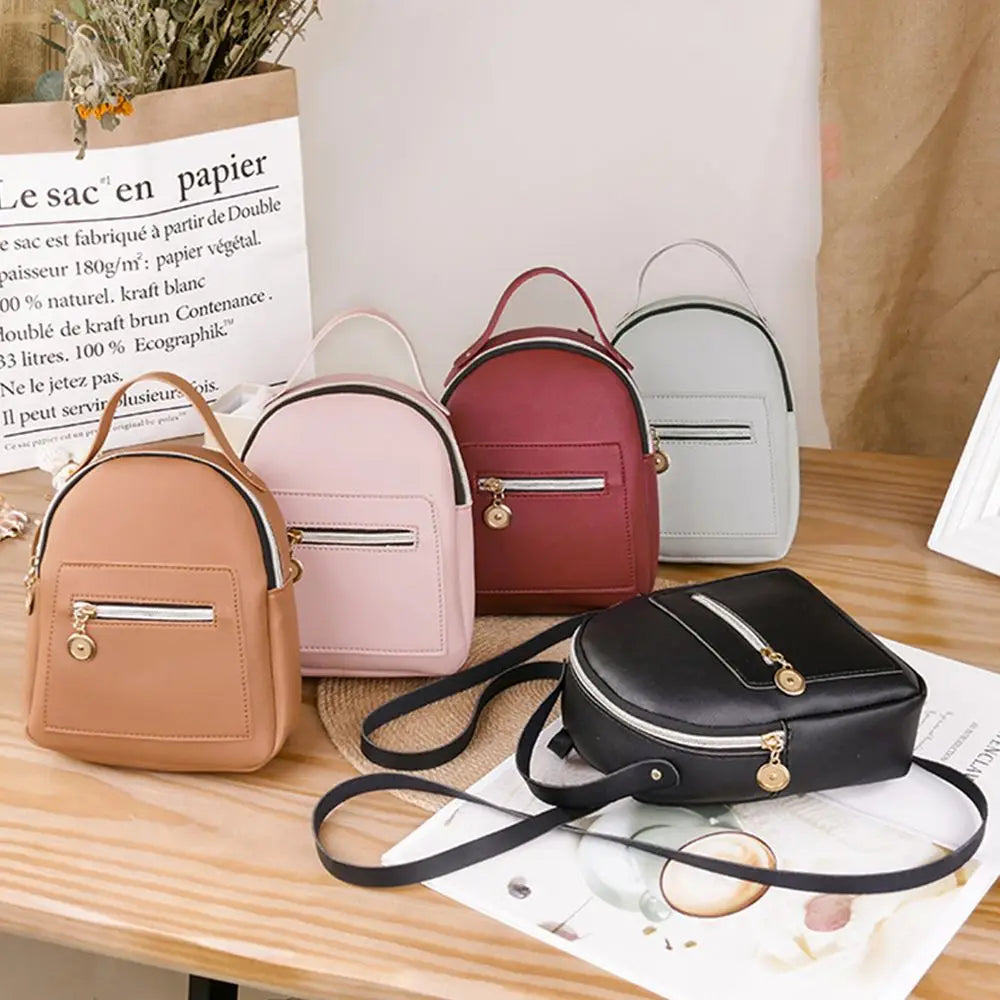 Mini Waterproof PU Backpack for Women