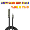 Flat USB-C Fast-Charging Cable with Foldable Phone Stand