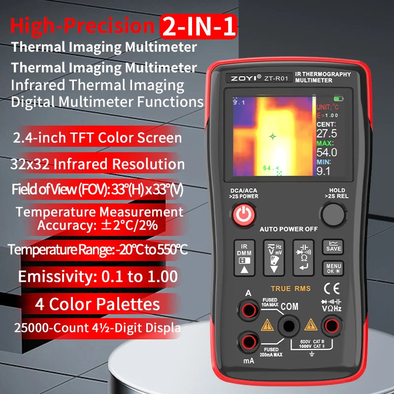 2-in-1 Thermal Imager and Multimeter for Electrical Diagnostics