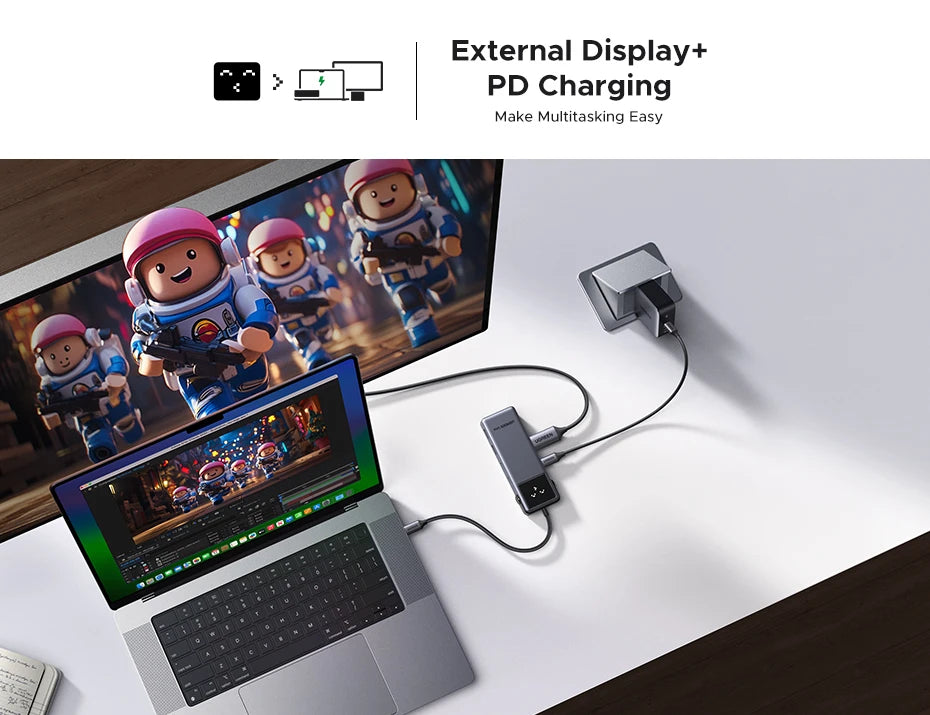 6-in-1 USB-C Hub with 4K HDMI, 10Gbps Data, and 100W Pass-Through Charging